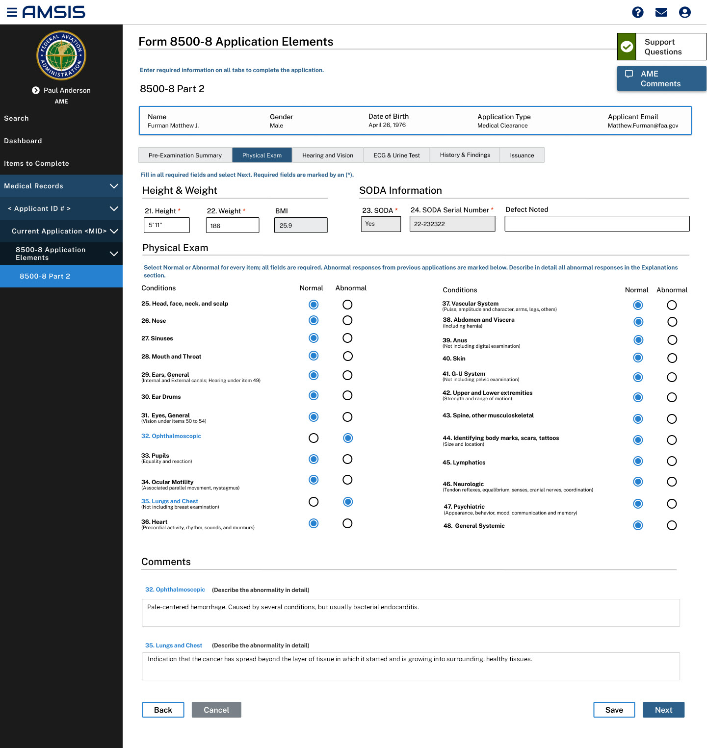 FAA medical clearance public use + administration application.